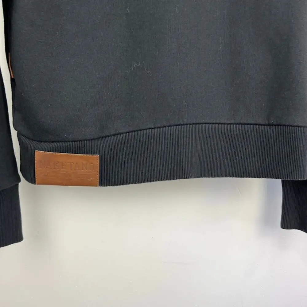 Naketano Black Athletic high neck hoodie pull over sweatshirt size small